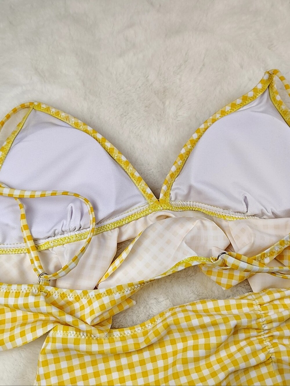 Cupshe Yellow Gingham Ruffle Bikini Size Medium, New With Tags - Picture 9 of 16